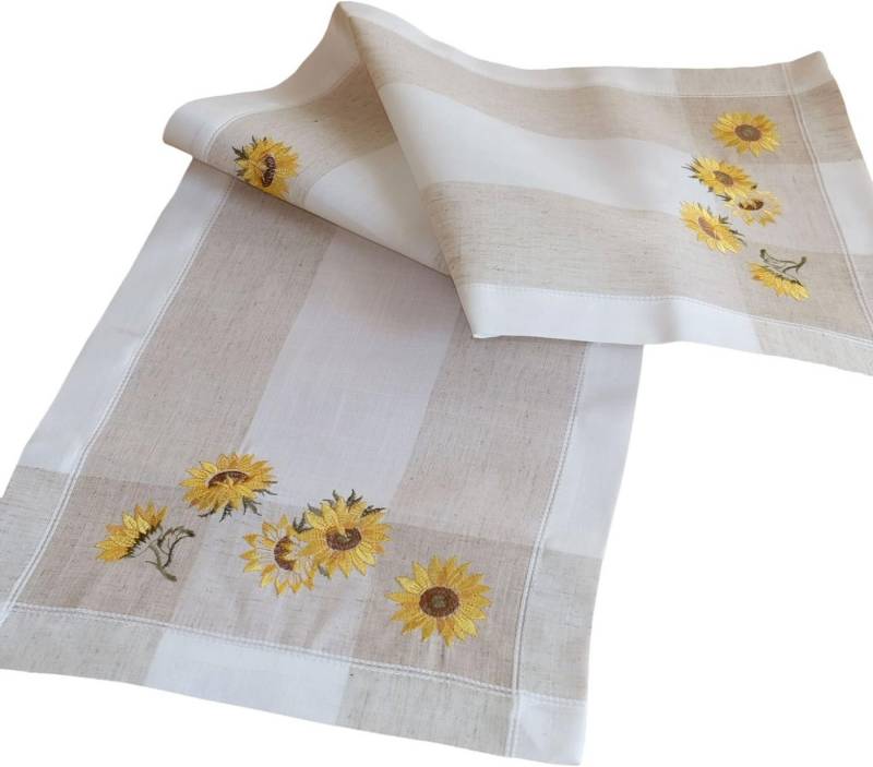 texpot Tischdecke mit Stickerei Sonnenblumen Frühling Herbst Tischläufer (1-tlg) von texpot
