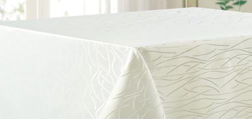 texpot Tischdecke 130 x 160 cm Champagner Streifen bügelfrei Tischtuch fleckabweisend von texpot