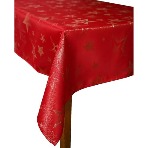 texpot Tischdecke 130 x 160 cm in Rot Weihnachten Advent Sterne 100% Polyester von texpot