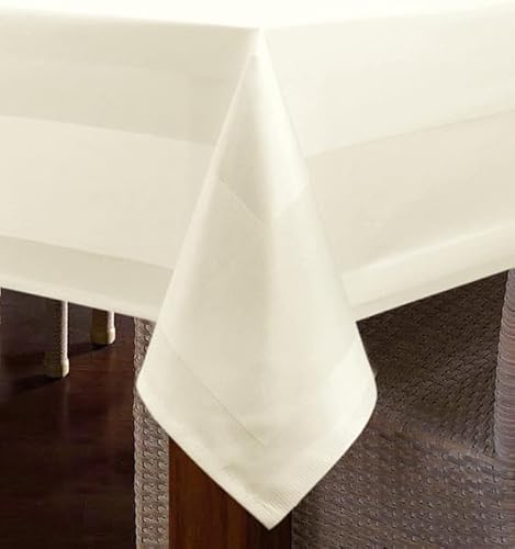texpot Tischdecke 130 x 170 cm mit Atlaskante aus 100% Baumwolle - Farbe Sekt - 90 Grad waschbar Damast von texpot