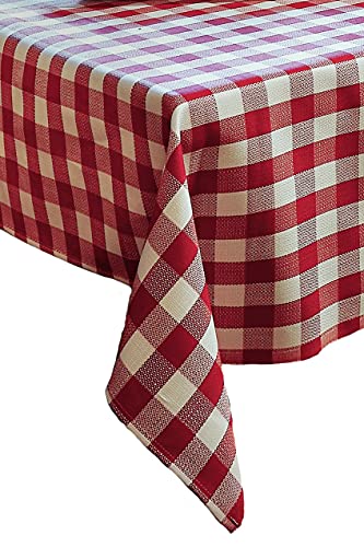 texpot Tischdecke 130 x 220 cm Chilli-weiß kariert Baumwolle 2 cm Karo von texpot