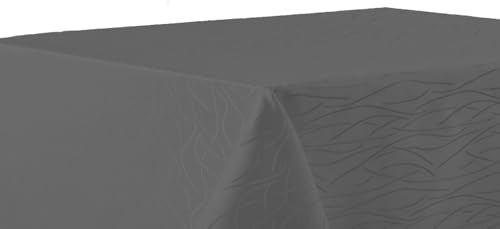 texpot Tischdecke 130 x 220 cm Grau Streifen bügelfrei Tischtuch fleckabweisend von texpot