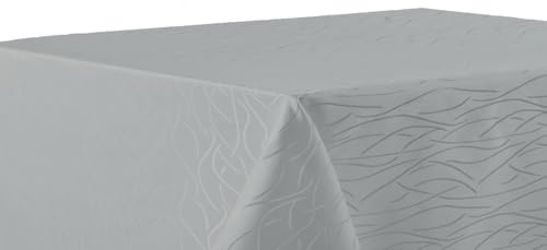 texpot Tischdecke 130 x 220 cm hellgrau Streifen bügelfrei Tischtuch fleckabweisend von texpot