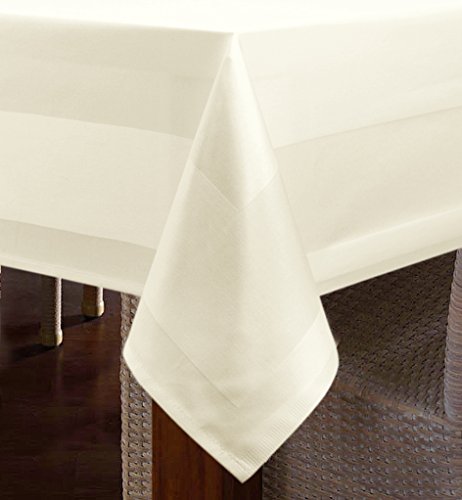 texpot Tischdecke 130 x 220 cm mit Atlaskante aus 100% Baumwolle - Farbe Sekt - 90 Grad waschbar Damast von texpot