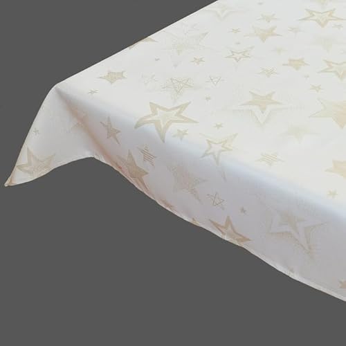 texpot Tischdecke 130 x 250 cm in Creme Weihnachten Advent Sterne 100% Polyester von texpot