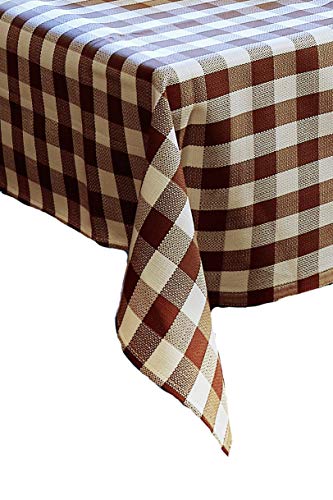 texpot Tischdecke 140 x 280 cm braun-weiß kariert Baumwolle 2 cm Karo von texpot