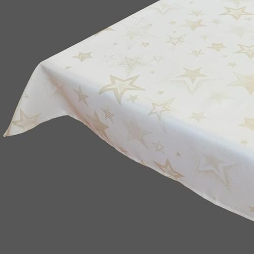 texpot Tischdecke 160 x 220 cm in Creme Weihnachten Advent Sterne 100% Polyester von texpot