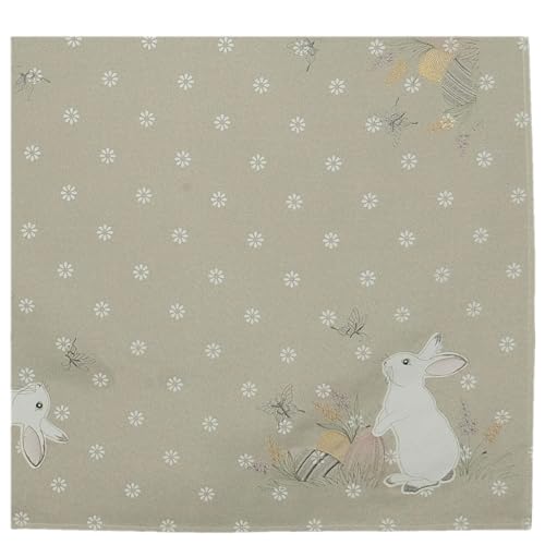 texpot Tischdecke 85 x 85 cm mit Stickerei weißer Osterhase Ostern Frühling von texpot