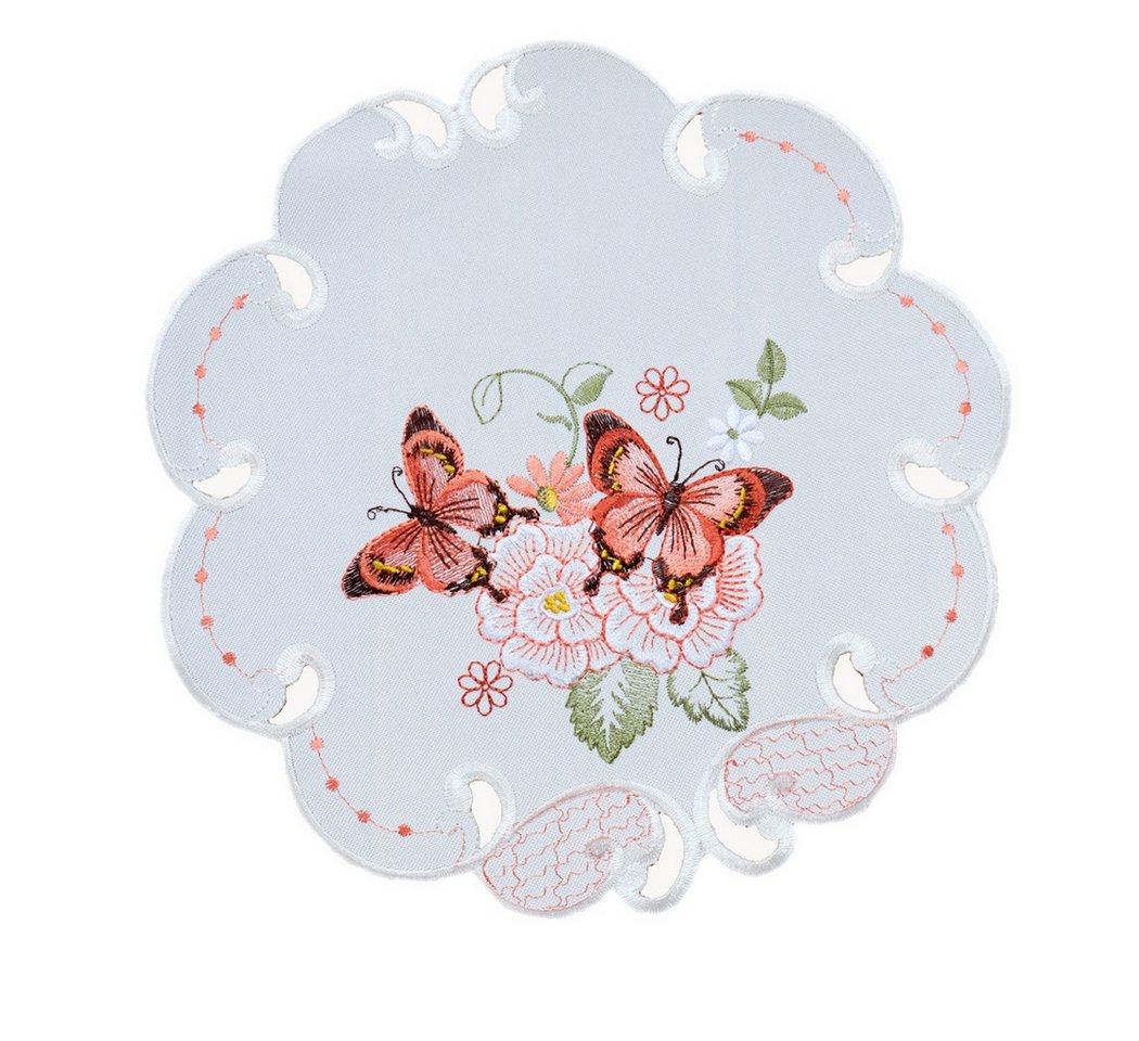 texpot Tischdecke Tischtuch Stickerei Schmetterling (1-tlg) von texpot