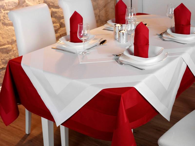 texpot Tischdecke Atlaskante elegant 100% Baumwolle Damast Vollzwirn (1-tlg), eingewebte Atlaskante von texpot