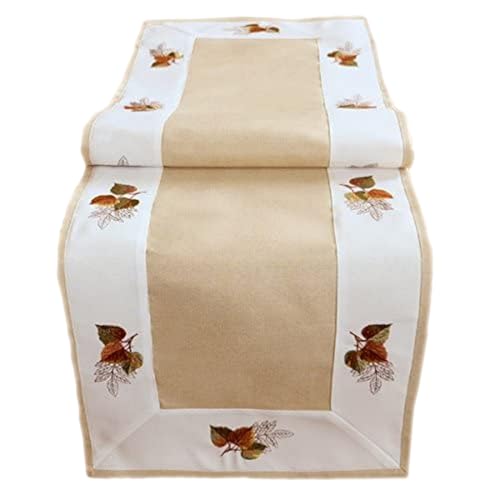 texpot Tischläufer 40 x 140 cm Tischdecke mit Stickerei Blätter Herbst Winter texpot Tischläufer 40 x 140 cm Tischdecke mit Stickerei Blätter Herbst Winter von texpot