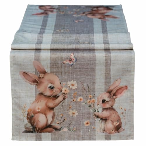 texpot Tischläufer 40 x 140 cm mit Druck Häschen Blumen Ostern Frühling von texpot