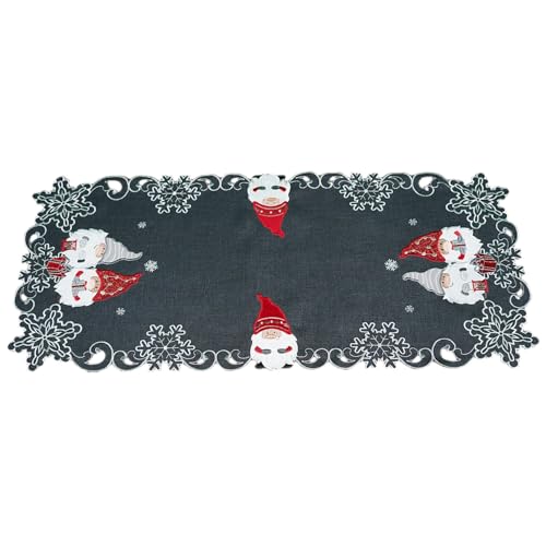 texpot Tischläufer 40 x 85 cm dunkelgrau Wichtel Weihnachten Winter Deko von texpot