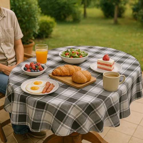 texpot Wachstuch 140 x 180 cm oval mit Streifen abwaschbar mit Saum Polyester Gartentischdecke von texpot