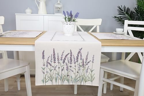 Deko Tischläufer Frühling Sommer Abwaschbar Stoff 140x45 cm, 100% Jacquard Gobelin, Table Runner, Läufer Tisch für Esszimmer, Geburtstag, Bauernhaus, Küche, Tischdekoration – Duftender Lavendel Deko Tischläufer Frühling Sommer Abwaschbar Stoff 140x45 cm, 100% Jacquard Gobelin, Table Runner, Läufer Tisch für Esszimmer, Geburtstag, Bauernhaus, Küche, Tischdekoration – Duftender Lavendel von textile idea