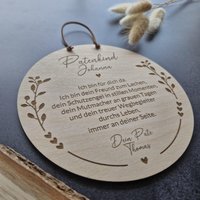 Geschenk Zur Taufe L Für Patenkind Von Patentante O. Patenonkel Personalisiert Mit Name Geburt Personalisiertes Holzschild von texturedcreation