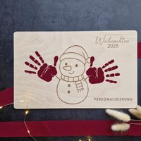 Handabdruck Schneemann L Kind Weihnachten Weihnachtsgeschenk Oma Personalisiertes Geschenk 2025 von texturedcreation