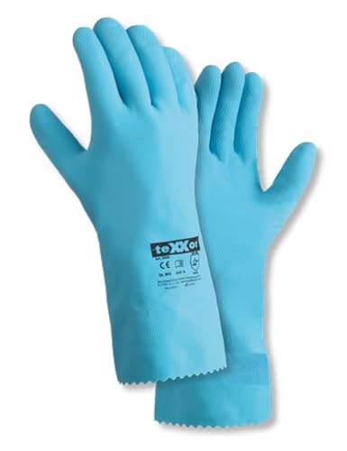 texxor (10 Paar) Handschuhe Haushaltshandschuhe NATURLATEX 10 x blau M/8 von texxor
