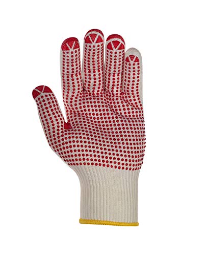 (12 Paar) teXXor Handschuhe Feinstrickhandschuhe Baumwolle/Nylon 12 x beige/rote Noppen 10 von texxor