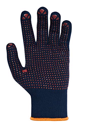 (12 Paar) teXXor Handschuhe Feinstrickhandschuhe Baumwolle/Nylon 12 x blau/rote Noppen 7 von texxor