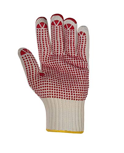 (12 Paar) teXXor Handschuhe Grobstrickhandschuhe Baumwolle/Nylon 12 x beige/rote Noppen 10 von texxor