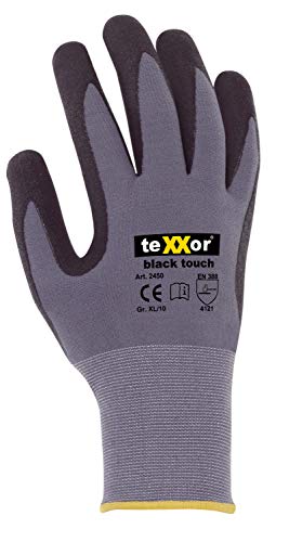 (12 Paar) teXXor Handschuhe Montagehandschuhe Black Touch 12 x grau/schwarz 10 von texxor