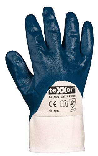 (12 Paar) teXXor Handschuhe Nitril-Handschuhe STULPE 12 x beige/blau 10 von texxor