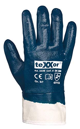 (12 Paar) teXXor Handschuhe Nitril-Handschuhe STULPE 12 x beige/blau 10 von texxor