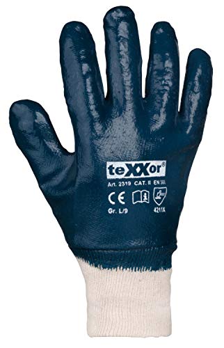 (12 Paar) teXXor Handschuhe Nitril-Handschuhe Strickbund 12 x beige/blau 10 von texxor