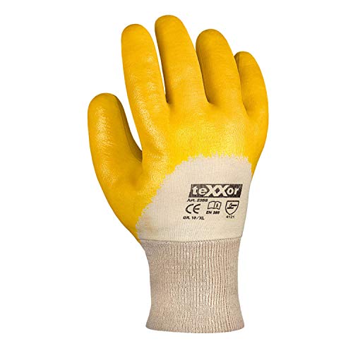 (12 Paar) teXXor Handschuhe Nitril-Handschuhe Strickbund 12 x gelb 7 von texxor