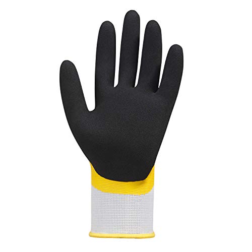 (12 Paar) teXXor Handschuhe Polyester-Strickhandschuhe Latex 12 x weiß/gelb/schwarz 11 von texxor