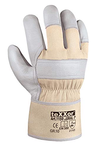 (12 Paar) teXXor Handschuhe Rindvollleder-Handschuhe Ural I 12 x Leder Natur/Drell weiß 10 von texxor