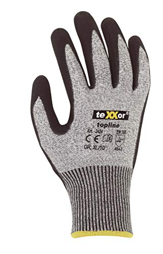 texxor (12 Paar) Handschuhe Schnittschutzhandschuhe, GESANDETE BESCHICHTUNG 12 x grau/schwarz L von texxor