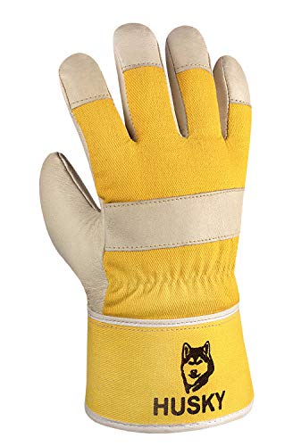 (12 Paar) teXXor Handschuhe Winterhandschuhe Husky 12 x Leder Natur/Drell gelb 10 von texxor