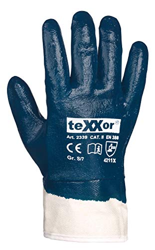 Texxor Nitril-Handschuhe mit Stulpe- Kat 2 beige-blau 2339 Gr: 11 von texxor