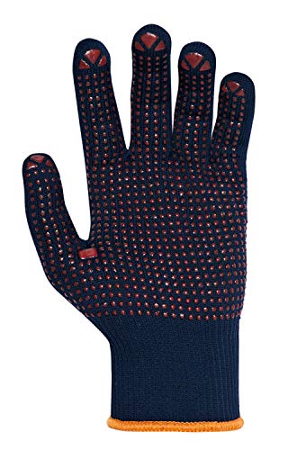 (12 Paar) teXXor Handschuhe Feinstrickhandschuhe Baumwolle/Nylon 12 x blau/rote Noppen 10 von texxor