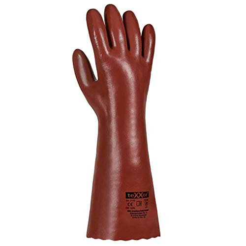 texxor (12 Paar) Handschuhe PVC-Handschuhe ROTBRAUN 12 x rotbraun 10 von texxor
