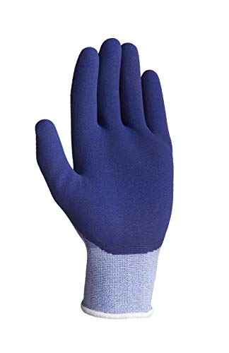 texxor (12 Paar) Handschuhe Polyester-Strickhandschuhe LATEX 12 x hellblau meliert/mittelblau L/9 von texxor