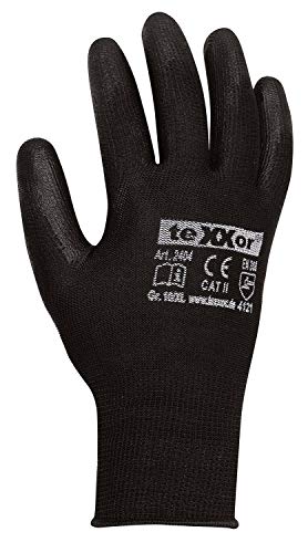 texxor (12 Paar) Handschuhe Strickhandschuhe POLYURETHAN BESCHICHTET 12 x schwarz/schwarz L von texxor