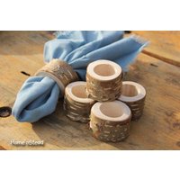 Rustikale Serviette Birkenrinde | 6 Stück Ringhalter Hochzeit Dekor Log Home Kitchen Party Favor Thanksgiving Tischset von thatfamilyshop