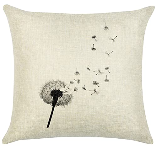 Kissenbezug 45 x 45 cm Leinen Pusteblumen Löwenzahn Blumen Kissenhülle Kopfkissenbezug für Sofa Schlafzimmer Dekokissenhülle mit verstecktem Reißverschluss Quadratisch (1 Stück/Muster - 03) von thb Richter