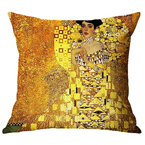 Kissenhülle Kissenbezug Dekokissenhülle mit verstecktem Reißverschluss Quadratisch 45cm x 45cm Ölgemälde Vincent van Gogh Malerei Gustav Klimt Gemälde Alfons Mucha Kunst (Adele Bloch-bauer-2) von thb Richter