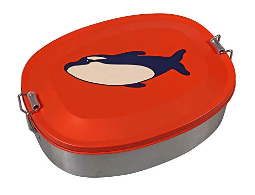 THE ZOO Brotdose Edelstahl Ocean mit Wal Motiv in Orange von the ZOO