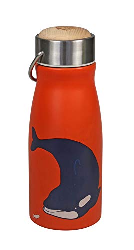 THE ZOO Trinkflasche Edelstahl Ocean mit Wal Motiv in Orange von the ZOO