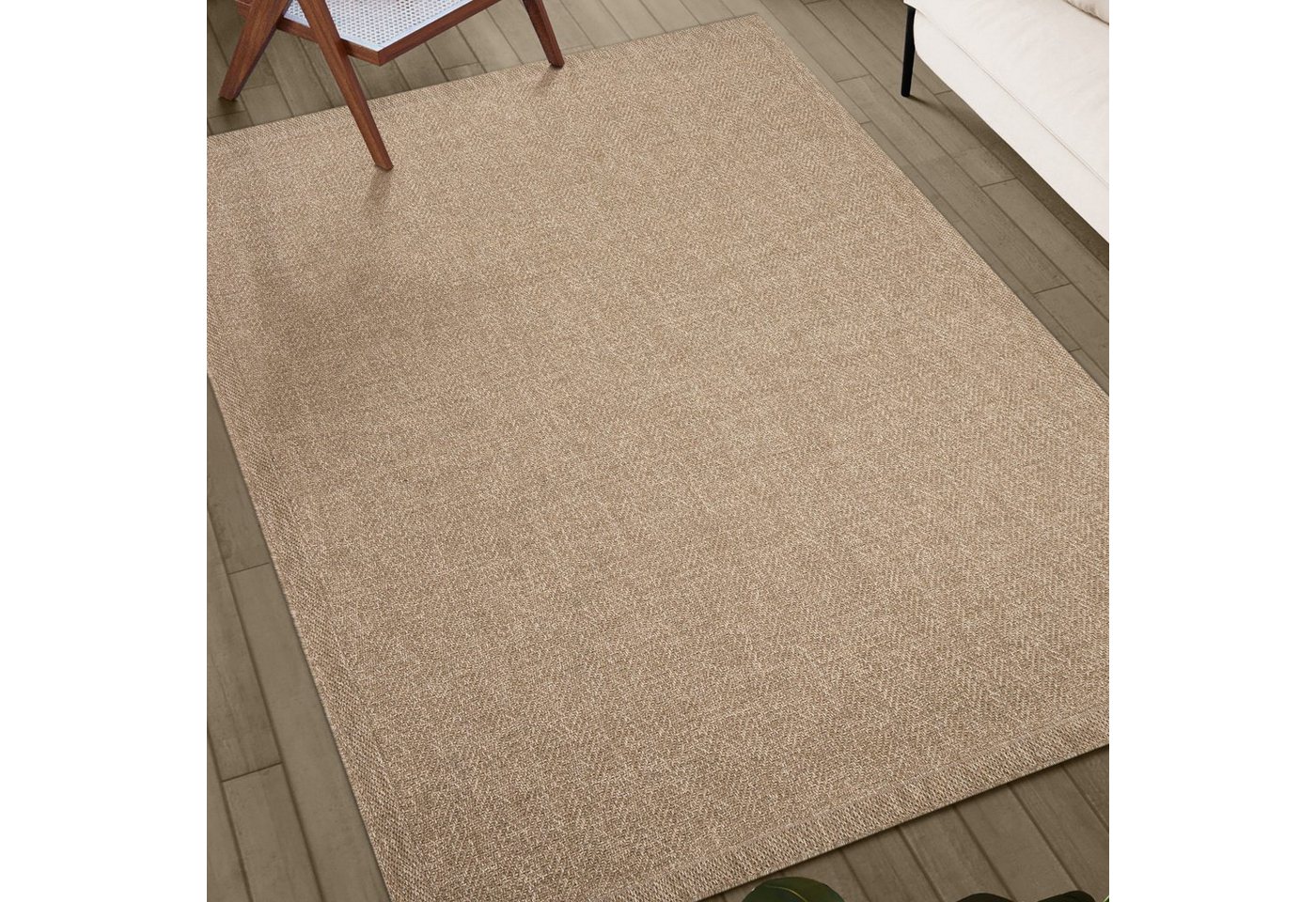 Teppich Kansas - robuster Outdoor Teppich im natürlichen Jute-Look, the carpet, Rechteck, Garten, Terrasse, Balkon von the carpet