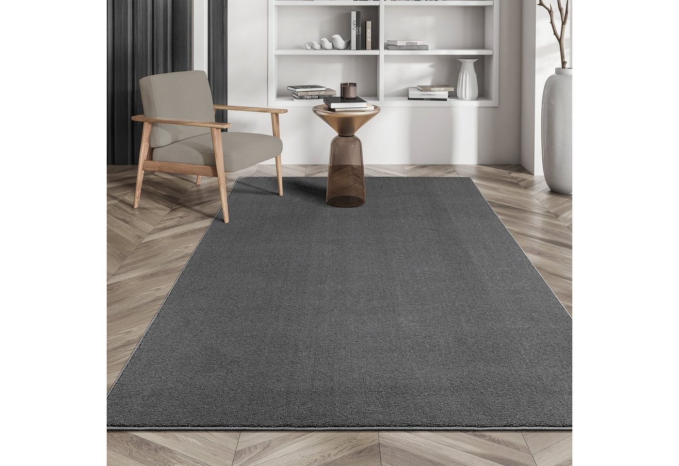Teppich Suez luxuriöser weicher Teppich, the carpet, Rechteck, Höhe: 14 mm, pflegeleicht, Anti-Rutsch-Rücken, Wohnzimmer, Einfarbig von the carpet