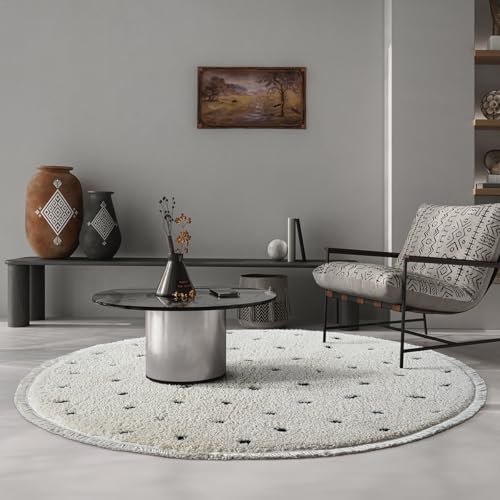 the carpet Bahar Shaggy eleganter Designer Teppich Wohnzimmer, weicher & pflegeleichter Hochflor Wohnzimmerteppich in Creme, 120 cm Rund the carpet Bahar Shaggy eleganter Designer Teppich Wohnzimmer, weicher & pflegeleichter Hochflor Wohnzimmerteppich in Creme, 120 cm Rund von the carpet