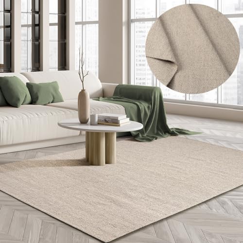 the carpet Boho Natur Wool Handgewebter Wollteppich im natürlichen skandinavischen Boho-Look, Handarbeit für einen einzigartigen Stil, Beige, 70 x 240 cm von the carpet