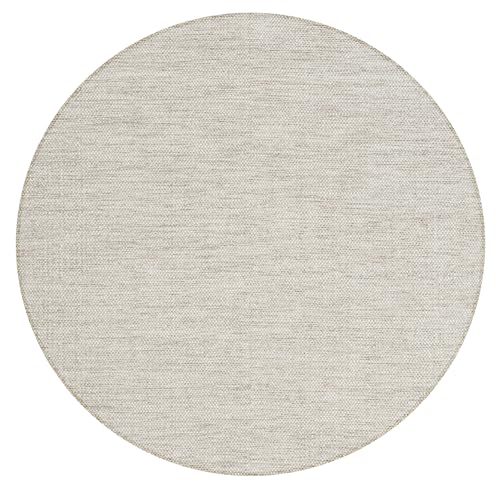 the carpet Boho Natur Wool Handgewebter Wollteppich im natürlichen skandinavischen Boho-Look, Handarbeit für einen einzigartigen Stil, Beige Creme, 120 cm Rund von the carpet