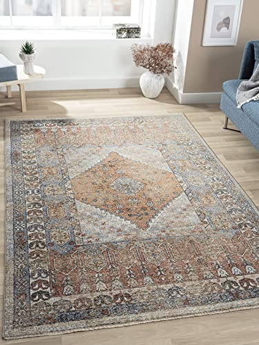 the carpet Cannes Moderner Vintage Teppich, Designteppich, Cross-Weaving, hohe Flordichte, Exklusiver Look, Hochwertig, Weicher Flor, Klassisch, Creme, 80 x 150 cm von the carpet